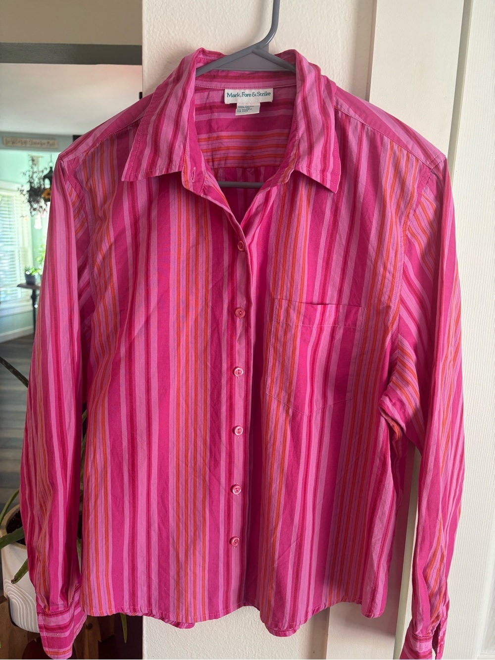 Pink Striped Women’s Button-Up Shirt